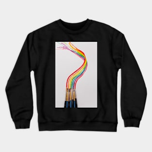 Watercolored rainbow swirl and brushes Crewneck Sweatshirt